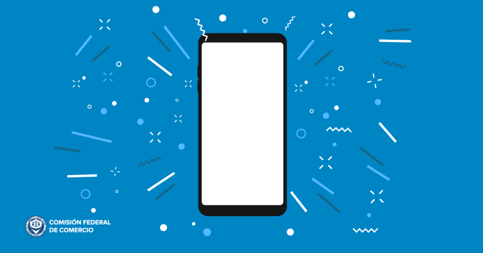 Imagen de un teléfono móvil en un fondo azul